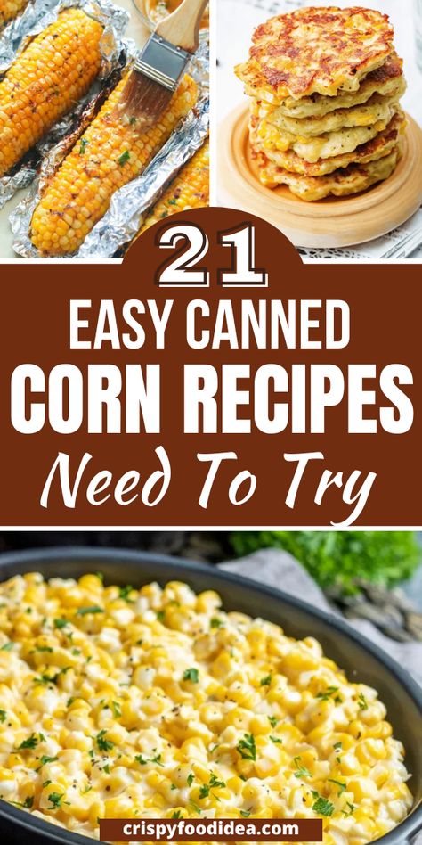 Here you get some easy canned corn recipes that are best f0or meal prep and you will love. Easy Canned Veggie Sides, Creamed Corn Recipe Canned, Easy Corn Side Dish Simple, Quick Corn Side Dish, Side Dish With Corn, Side Dish Corn Recipes, Easy Recipes With Corn, Yummy Corn Recipes, Whole Kernal Corn Recipes