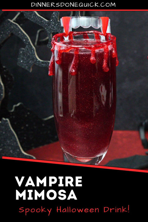 Sink your fangs into this eerie Vampire Mimosa, the perfect spooky Halloween drink! With its deep red color and a sweet "blood" rim, this champagne cocktail will be a hit at any party. Easy to make, it's as delicious as it is eye-catching. Perfect for Halloween gatherings or vampire-themed events. This drink will leave everyone thirsty for more! 🥂🩸 #VampireMimosa #HalloweenCocktail #SpookyDrinks #HalloweenParty #BloodRedCocktail Vampire Themed Alcohol Drinks, Vampire Shots Drink, Vampires Blood Drink, Halloween Mimosa Recipe, Werewolf Themed Drinks, Blood Red Cocktails, Red Themed Drinks, Vampire Themed Drinks, Vampire Themed Cocktails