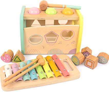 Amazon.com: WOODENFUN Hammering Pounding Toys Wooden Educational Toy Xylophone Shape Sorter, Birthday Gift for 1 2 3 Years Boys Girls Baby Toddler Kids Developmental Montessori Learning Toy (Yellow) : Toys & Games Lego City Advent Calendar, Sorting Colors, Wooden Educational Toys, Toy Barn, Montessori Learning, Activity Toys, Lego Friends, Preschool Learning, Toddler Kids