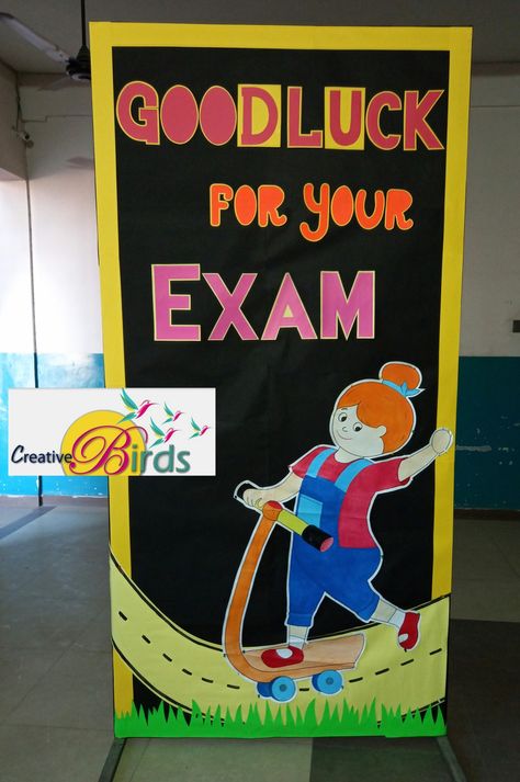 All The Best For Exams Board Decoration, Best Of Luck For Exams Board Decoration, Exams Board Decoration, Exam Bulletin Board Ideas, Exam Board Decoration Ideas, Good Luck For Your Exam, Notice Board Decoration, Nursery School Activities, Good Luck For Exams