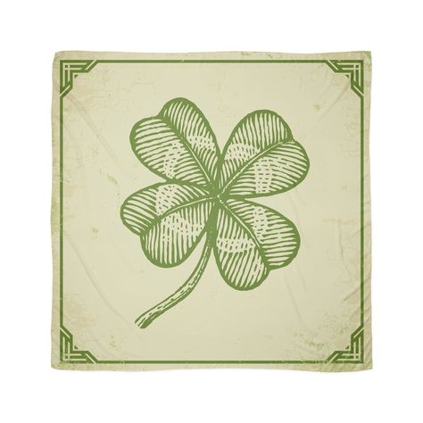 Vintage lucky clover Scarf Vintage Four Leaf Clover Illustration, 4 Clover Leaf, 4 Leaf Clover Tattoo, Four Leaves Clover, Four Leaf Clover Tattoo, Clover Tattoo, Woodcut Tattoo, Vintage Clover, Sunflower Illustration