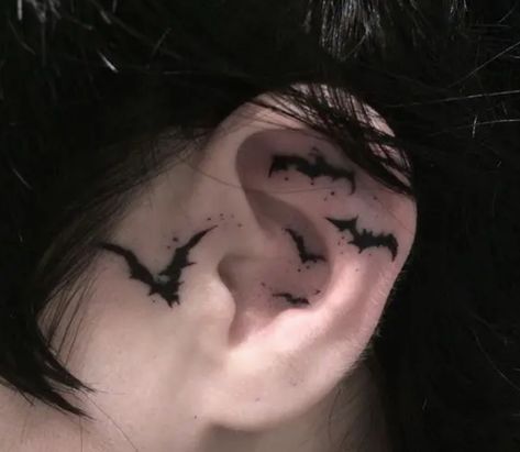 Goth Tattoo, Bone Tattoos, Bat Tattoo, Facial Tattoos, Spooky Tattoos, Cute Little Tattoos, Gothic Tattoo, Tattoo Parlors, Aesthetic Tattoo