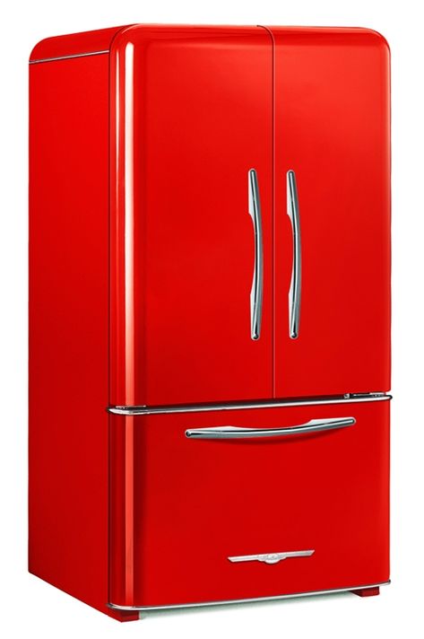 Red Kitchen Appliances, Red Refrigerator, County Kitchen, Retro Kitchen Appliances, Vintage Kitchen Appliances, Retro Refrigerator, Kitchen Appliance Storage, Modern Kitchen Appliances, Retro Appliances