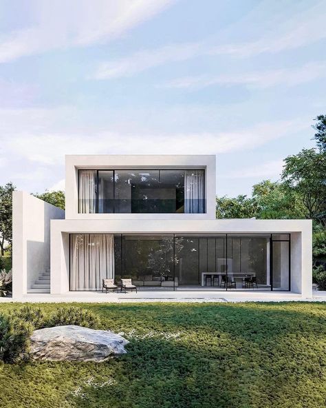 𝐃𝐄𝐒𝐈𝐆𝐍 𝐕𝐈𝐒𝐈𝐎𝐍 on Instagram: “This is as clean as it gets! ✔️ Do you like all white exteriors? 🖥 Render: @babayants_architects” Best Modern House Design, Minimal Architecture, House Design Exterior, Minimal House Design, Prefabricated Houses, Beautiful House Plans, Beach House Design, House Outside Design, Minimal Home