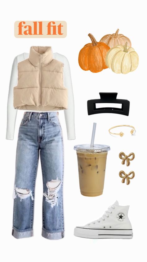 -puffer vest fall vibey fit 🍁 Puffer Vest Outfit, Preppy Fall Outfits, Winter Fashion Outfits Casual, Preppy Fall, Casual Outfit Inspiration, Casual Preppy Outfits, Trendy Outfits For Teens, Cute Lazy Day Outfits, Cute Preppy Outfits