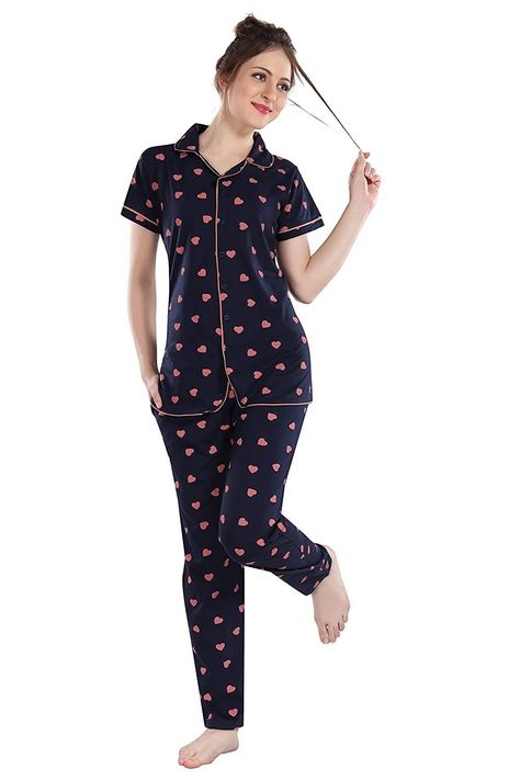 Suits For Women Stylish, Cotton Night Suit, Top Designs For Women, Night Suit For Women, Cotton Night Dress, Cute Sweatpants Outfit, Cute Sweatpants, Pyjama Sets, Kurta Neck Design