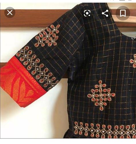 Checks Work Blouse Designs, Muggu Work Blouse Designs, Muggu Designs On Blouses, Kolam Aari Work Blouse, Kolam Design Aari Work Blouse, Traditional Saree Blouse Designs, Cotton Blouse Design, Blouse Designs Catalogue, Latest Blouse Designs Pattern