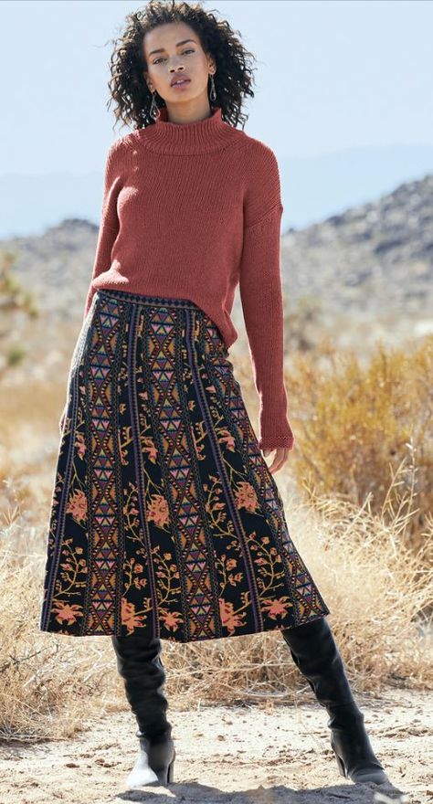 Peruvian Connection: Weston pullover. 100% cotton (US $169); Yasmin skirt, 100% Pima cotton (US $159) Peruvian Connection, Pima Cotton, Cool Outfits, Skirt, Boots, Clothes