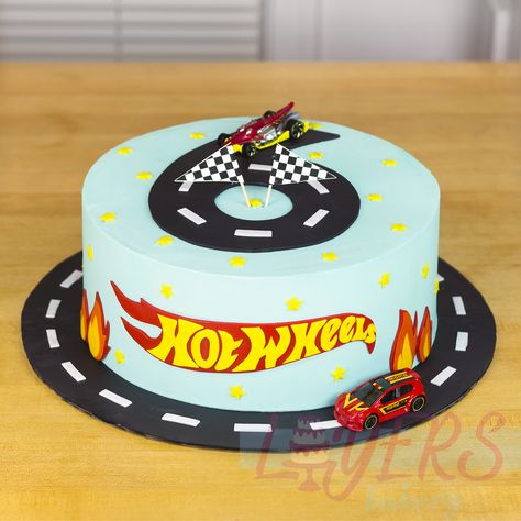 Hot Wheels themed birthday cake for a 6 year old #cake #cakes #kidsbirthday #kidscake 6th Birthday Cakes Boys, Simple Hot Wheels Birthday Cake, 5 Year Boy Old Birthday Cake, 6 Year Birthday Cake For Boy, 5th Birthday Ideas For Boys Cake, 4 Year Birthday Cake For Boys, Hot Wheels Sheet Cake, Birthday Cake 6 Boy, Cake For 6 Year Boy