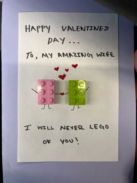 Legos For Boyfriend, Will You Be My Valentine, Lego Cards, Crochet Cards, Bf Bf, Diy Valentines Cards, Boyfriend Crafts, Bf Gifts, Lego Craft