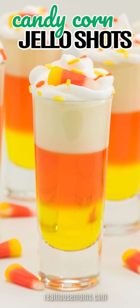 Candy Corn Jello, Orange Milkshake, Candy Corn Jello Shots, Orange Julius Smoothie, Jello Shooters, Jello Shots Recipe, Jello Shots Vodka, Halloween Jello Shots, Peach Jello