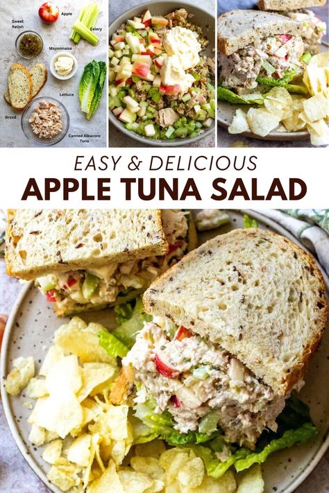 High-protein Apple Tuna Salad combines sweet, savory flavors together with juicy bits of apple and crunchy celery in every bite. This the perfect easy lunch idea or meal prep recipe for a quick and easy yet healthy meal. Tuna Salad Recipe With Apples, Fish Meal Prep, Tuna Lunch, Easy Lunch Idea, Tuna Salad Ingredients, Best Tuna Salad, Easy Healthy Lunch Recipes, Tuna Salad Recipe, Dinner Meal Prep