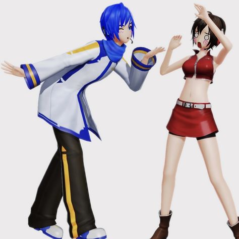 Meiko And Kaito Matching Pfp, Kaimei Vocaloid, Meiko X Kaito, Kaito And Meiko, Meiko And Kaito, Milky Candy, Kaito X Meiko, Poly Couple, Yosuke Hanamura