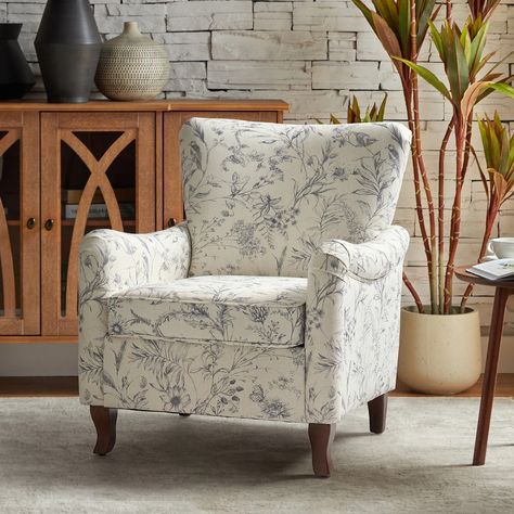 Floral Chairs Living Room, Floral Fabric Pattern, Upholstered Armchair, Accent Arm Chairs, Upholstered Arm Chair, Bedroom Chair, Accent Chairs For Living Room, Living Room Style, Fabric Upholstery