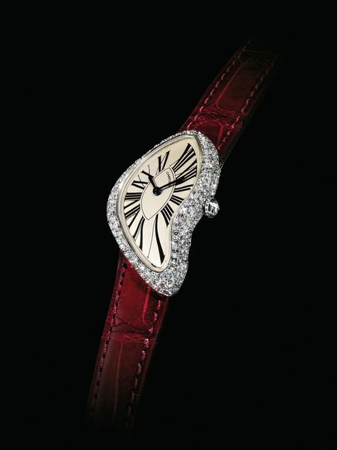 CARTIER. A LADY'S FINE AND RARE 18K WHITE GOLD AND DIAMOND-SET LIMITED EDITION ASYMMETRICAL WRISTWATCH | SIGNED CARTIER, 13 RUE DE LA PAIX PARIS, CRASH MODEL, REF. 2774, N0. 06/50, CASE NO. 125240AF, CIRCA 2006 | 2000s, Watches | Christie's Cartier Crash, Red Aura, Cartier Panthere, Limited Edition Watches, Cartier Watch, Classy Jewelry, Jewelry Luxury, Expensive Jewelry, Jewelry Lookbook