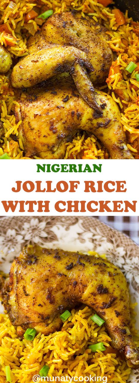 African Jollof Rice And Chicken, Rice Jollof Recipe, Nigerian Chicken, Nigerian Dishes, Quick Delicious Dinner, African Recipes Nigerian Food, Rice With Chicken, Chicken And Rice Recipe, African Foods