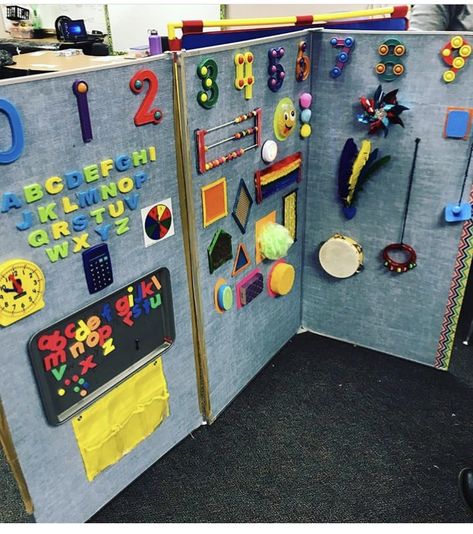 Classroom Sensory Area, Sensory Corner Preschool, Sensory Wall Ideas Classroom Diy, Sensory Corner Classroom Special Education, Preschool Sensory Wall, Special Needs Classroom Decoration, Sensory Corner Ideas, Sensory Walls In Schools, Sensory Classroom Setup