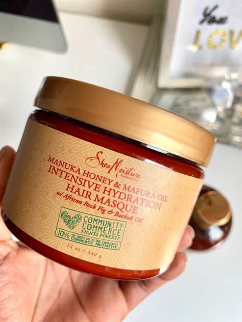 Shea Moisture Intensive Hydration Hair Masque, Hair Mask Shea Moisture, Manuka Honey Hair Mask, Shea Hair Mask, Shea Moisture Aesthetic, Shea Moisture Hair Mask, Shea Moisture Mask, Shea Moisture Masque, Shea Moisture Manuka Honey