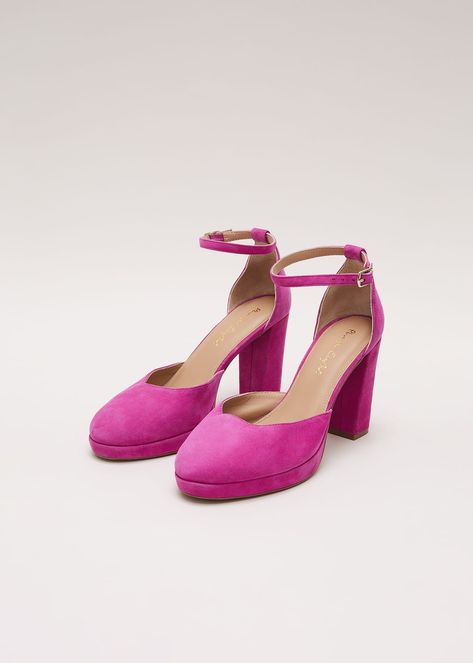 Elevate Your Look With Our Pink Platform Heels. Our Pink Suede Heels Are Designed With A  Buckle Fastening At The Ankle, Simply Style With A Matching Clutch Bag For An Event-Ready Look.This Style Is Responsibly Sourced. By Purchasing This Product, You Are Supporting Responsible Leather Manufacturing Through The Leather Working Group.Find Out More About The Fibres We Use Here.Regular Fit. Pink Platform Heels, Pink Suede Heels, Pink Platform, Pink Platforms, Christmas Party Outfits, Boot Jewelry, Buckled Heels, Pink Heels, Pink Suede