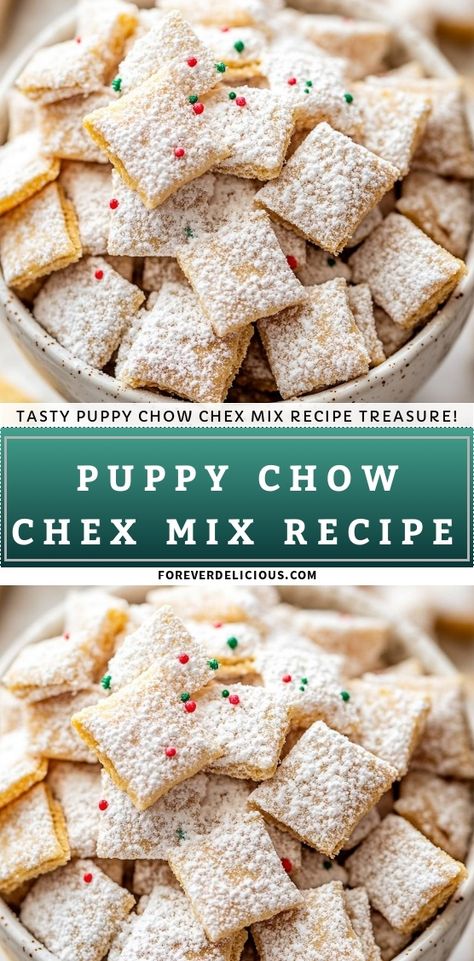 I can't get enough of this tasty Puppy Chow Chex Mix! It's the perfect blend of crunchy, sweet, and a little bit festive with the colorful sprinkles. Whether I'm snacking on it during movie night or serving it at a holiday gathering, this recipe is always a hit. Easy to make and so addictive, you'll want to keep it all to yourself! Christmas Puppy Chow Chex Mix Recipe Easy, Chex Mix Healthy Recipes, Easy Chex Mix Recipes Sweets, Check Mix Recipes Christmas Chex Cereal, Cajun Chex Mix Recipes, Extra Bold Chex Mix Recipe, Sticky Chex Mix Recipe, Original Chex Party Mix Recipe, Chex Mix Recipes Original Traditional