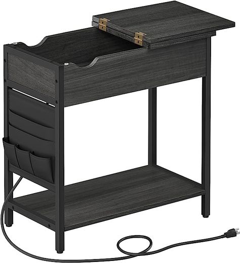 VASAGLE Side Storage, End Table with USB Ports and Outlets, Nightstand with Charging Station Fabric Bags, for Living Room, Bedroom, 23.6 x 12.4 x 23.6 inches, Ebonized Oak Finish + Black Storage End Table, Nightstand With Charging Station, Space Fabric, Holiday Storage, Modern Bedside Table, Side Table With Storage, Modern Nightstand, End Tables With Storage, Mattress Sets