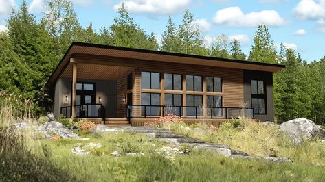 Beaver Homes and Cottages - Jackpine SC Beaver Homes And Cottages, Studio Cottage, Beaver Homes, Lagoon Beach, Lake Kitchen, Plan Garage, Small Cabins, Contemporary Cabin, Drummond House Plans