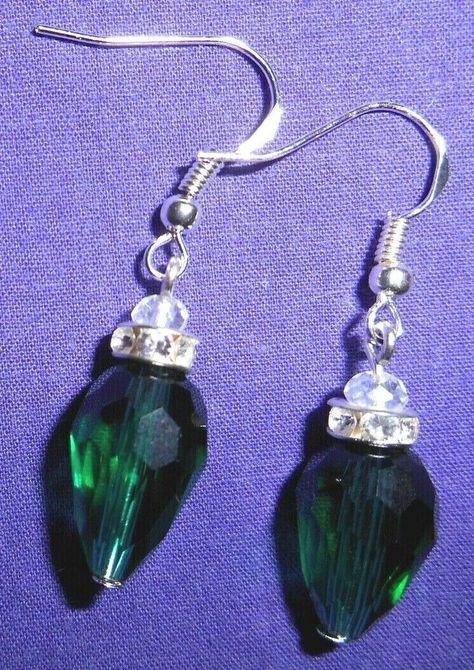 Green Dangle Christmas Jewelry, Christmas Gift Crystal Dangle Earrings, Christmas Gift Dangle Crystal Earrings, Green Holiday Jewelry Gift, Holiday Gift Green Jewelry, Green Dangle Earrings For Holiday, Green Dangle Earrings For Holidays, Green Drop Earrings For Holiday, Elegant Green Earrings For Christmas