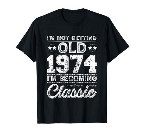 PRICES MAY VARY. Vintage 1974 Original Parts Shirts for men and Women, Funny Cute 50th Birthday Shirts for men and Women, Retro 50 Year Old Shirt, Short Sleeve Casual Birthday Party Idea Tops Tees. A Great present for Party, Birthday, Mothers Day, Teachers Day, Anniversary, Valentines Day, Christmas, Thanksgiving, Easter Etc. Ideal 50th Birthday T-Shirt for Your Family and Your Friend Lightweight, Classic fit, Double-needle sleeve and bottom hem Birthday Shirts For Men, Casual Birthday Party, 50th Birthday Men, Birthday Party Idea, 50th Bday, 50th Birthday Shirts, Old Shirts, Funny Vintage, Man Birthday