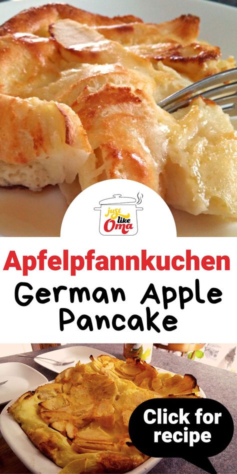 Baked German Apple Pancake, German Apple Pancake Recipe Easy, Apple German Pancake, German Pancakes With Apples, German Apple Recipes, Inside Out German Cottage Pie 12 Tomatoes, Apple Oven Pancake, Quick And Easy German Recipes, Pancake Supper Ideas