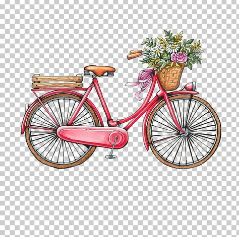 Painted Bicycle, Cycle Stickers, Bicycle Drawing, Cycle Drawing, Brush Photoshop, Cycle Painting, Painting Romantic, Bike Card, Bicycle Illustration