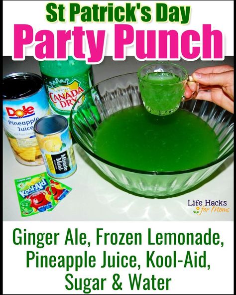 Kool Aid Punch Pineapple Juice, St Patrick’s Day Punch Kids, St Patricks Punch, Green Kool Aid Punch, Green Non Alcoholic Punch Recipes, Green Vodka Punch, St Patricks Day Punch Non Alcoholic, Green Punch For Baby Shower Recipe, St Patrick’s Day Punch