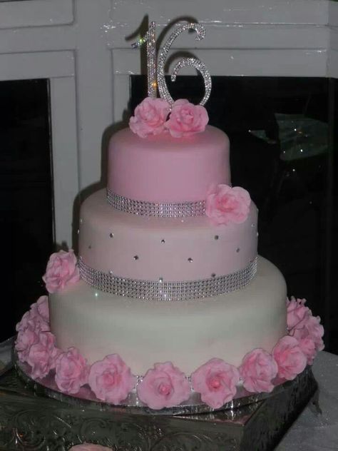 Sweet 16 Cake Ideas 3 Tier, Sweet 16 3 Tier Cake, Sweet 16 Cakes Pink And Silver, Pink And White Sweet 16 Cake, Pink Cake Sweet 16, Sweet 16 Birthday Cakes Simple, Sweet Sixteen Cakes For Girls, Sweet 16 Cakes Pink, Sweet 16 Party Cakes