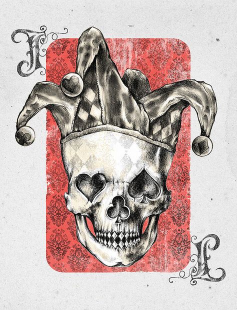 Joker. (Alan Maia) Art Du Joker, Joker Card Tattoo, Jester Tattoo, Playing Card Tattoos, Joker Playing Card, Card Tattoo Designs, Playing Cards Art, Joker Tattoo, Joker Card