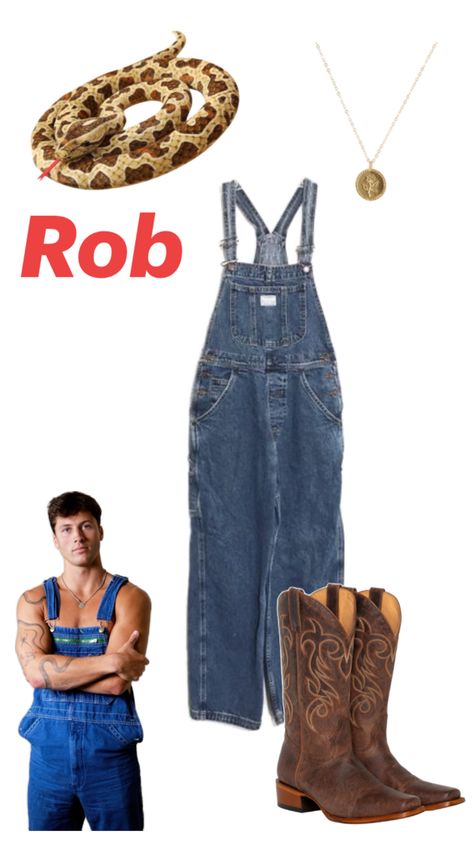 Rob from love island costume Rob Costume Love Island, Rob From Love Island Costume, Rob Love Island Costume, Halloween Costumes With Cowboy Boots, Love Island Costume, Love Island Costumes, Rob Love Island, Rob Love, Michaels Halloween