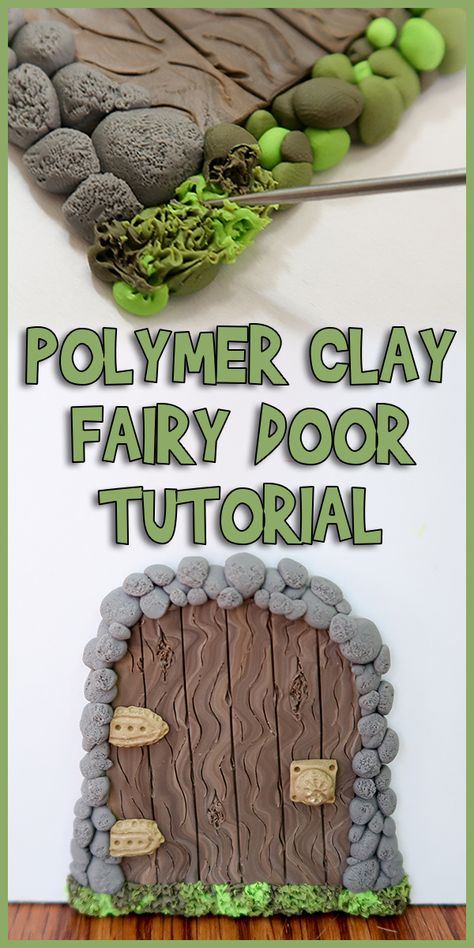 Polymer Clay Fairy Door Tutorial | Woo! Jr. Kids Activities Clay Fairy Door, Diy Fairy Door, Crea Fimo, Clay Fairy, Clay Fairy House, Polymer Clay Fairy, Fairy House Diy, Fairy Garden Crafts, Door Diy