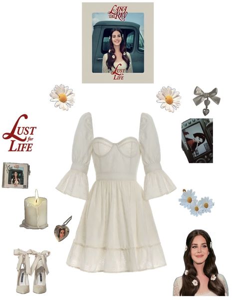 Lana Del Rey Birthday Outfit, Lana Del Ray Outfits Concert, Lana Del Ray Halloween Costume, Concert Outfit Lana Del Rey, Lana Concert Outfit Ideas, Lana Del Rey Iconic Outfits, Lana Inspired Outfit, Lana Del Rey Outfits Inspiration Concert, Lust For Life Outfit