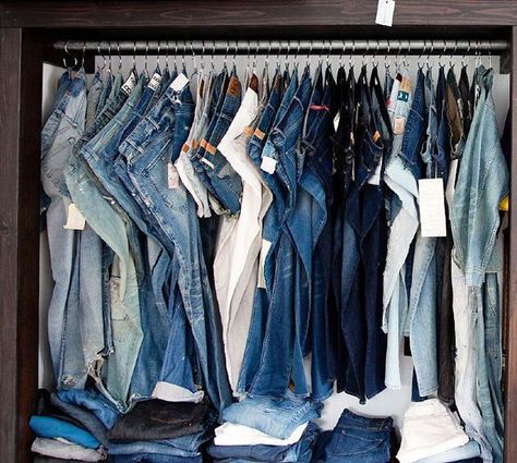 One of the areas of my home that I struggle with the most to keep organized is my clothes closet. Between the shirts, pants, dresses, scarves, jewelry, hats, shoes, and everything else that goes in your closet, it’s hard to … Hanging Jeans With Shower Hooks, Shower Hooks For Jeans, How To Organize Jeans In Closet, Jean Storage Ideas, Jean Storage In Closet, How To Hang Jeans In Closet, Organize Jeans In Closet, Hang Jeans In Closet Ideas, Jeans Hanging Ideas