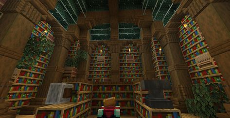 Medieval Enchantment Room Minecraft, Mc Library Ideas, Enchanting Library Minecraft Ideas, Minecraft Library Ideas Interior, Minecraft Enchantment Room Ideas Underground, Minecraft Underground Enchanting Room, Minecraft Mansion Interior Ideas, Mc Enchantment Room, Library Minecraft Ideas Outside