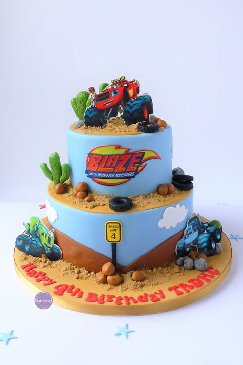 Monster Machine Cake, Blaze Birthday Party Ideas Cakes, Birthday Cake For Boys 4th, Blaze And Monster Machine Cake, Blaze Cakes For Boys, Blaze Cake, Blaze Monster Machine Cake, 4th Birthday Cake Boy, Blaze Cake Ideas