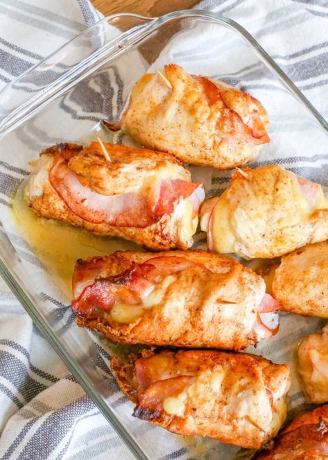 Chicken Cordon Bleu with Creamy White Sauce - Barefeet in the Kitchen Chicken Cordon Bleu Baked, What To Serve With Chicken Cordon Bleu, Cordon Blue Sauce, Cordon Bleu Sauce, Chicken Cordon Bleu Sauce, Cordon Bleu Chicken, Baked Chicken Cordon Bleu, Creamy White Sauce, Cordon Bleu Recipe