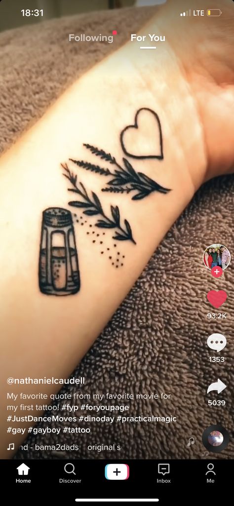 Always throw spilled salt over your left shoulder. Keep rosemary by your garden gate. Plant lavender for luck. And fall in love whenever you can. Practical Magic Tattoo, Plant Lavender, Fox Tattoo Design, Magic Tattoo, Time Tattoos, Sister Tattoos, Wedding Tattoos, Garden Gate, Practical Magic