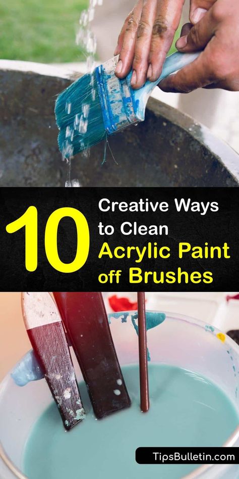 Diy Paint Brush Cleaner, Clean Paint Brushes Dried, How To Clean Acrylic Paint Brushes, How To Clean Paint Brushes, Diy Brush Cleaner, Remove Acrylic Paint, Paint Brush Cleaner, Using Vinegar To Clean, Diy Household Cleaners