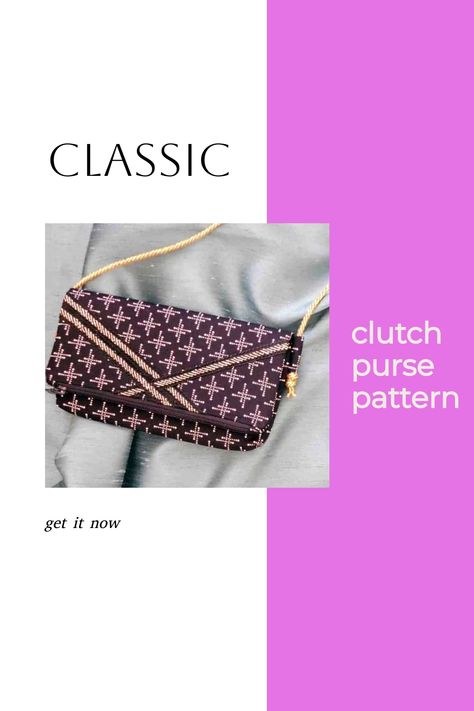 Make a bag that’s a party classic. Take it on a cruise, out for a romantic evening, or to a holiday party. Clutch Purse Pattern, Diy Bag Making, Diy Clutch Bag, Clutch Pattern, Make A Bag, Diy Clutch, Foldover Clutch, Purse Pattern, Design Bags