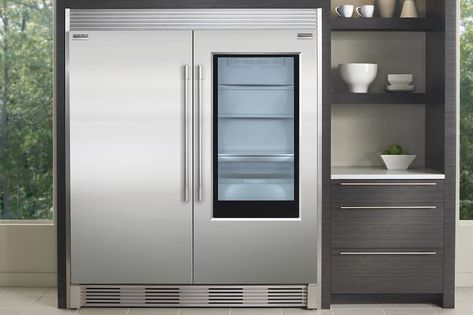 Frigidaire Professional 19 Cu. Ft. Glass Single-Door Refrigerator Stainless Steel-FPGU19F8TF Commercial Glass Doors, Glass Door Fridge, Cantilever Shelf, Frigidaire Professional, Door Fridge, Grey Doors, Stainless Steel Refrigerator, Door Glass Design, Shelving Systems