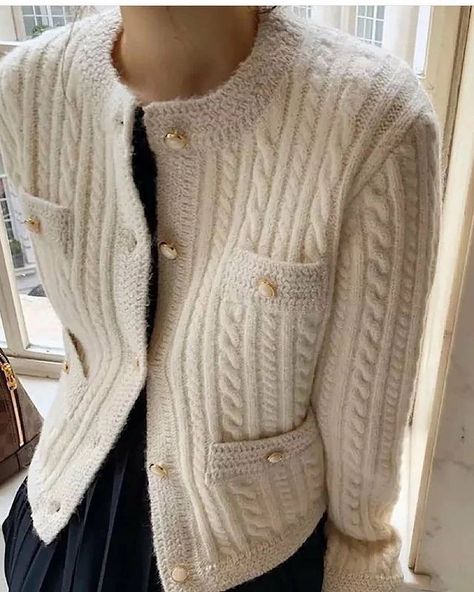 Knit Cardigan Pattern, 60 Fashion, Warm Sweater, Mode Casual, Cardigan Pattern, Warm Sweaters, Knitting Women Sweater, 가을 패션, Knitting Women