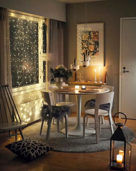 Fairy lights are a versatile and easy way to transform your windows into a winter wonderland. Hang them along the edges of your windows or drape them in cascading patterns for an enchanting display that will delight your dining room. Fairy light on the window from @anniblomqvis Lights In Dining Room, Fairy Lights Window, Room With Fairy Lights, Spruce Up Your Home, Fairy Light, Fairy Lights, Christmas Home, Winter Wonderland, Lanterns