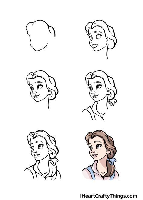 Belle Drawing Easy, How To Draw Disney Princesses, Disney Princess Drawings Sketches, Princess Belle Drawing, How To Draw Disney Characters, Belle Sketch, How To Draw Disney, Nail Art Dessin, Belle Drawing