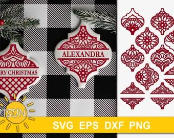 Svg for ornaments | Etsy HK Christ Centered Christmas Traditions, Cricut Ornaments, Svg Snowman, Christ Centered Christmas, Arabesque Tile, Ornament Svg, Christmas Villages, Silhouette Crafts, Cricut Vinyl