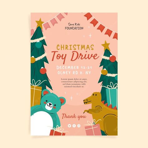 Christmas Promotion Design, Toy Drive Flyer, Poster Natal, Christmas Toy Drive, Drive Poster, Foster Kids, Toy Drive, Christmas Promotion, Christmas Layouts