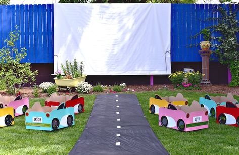 Kara's Party Ideas Drive In Movie Night Birthday Party | Kara's Party Ideas Movie Theater Party, Outdoor Movie Party, Backyard Movie Theaters, Movie Night Birthday, Theatre Party, Backyard Movie Party, Night Birthday Party, Movie Night Birthday Party, Movie Birthday Party